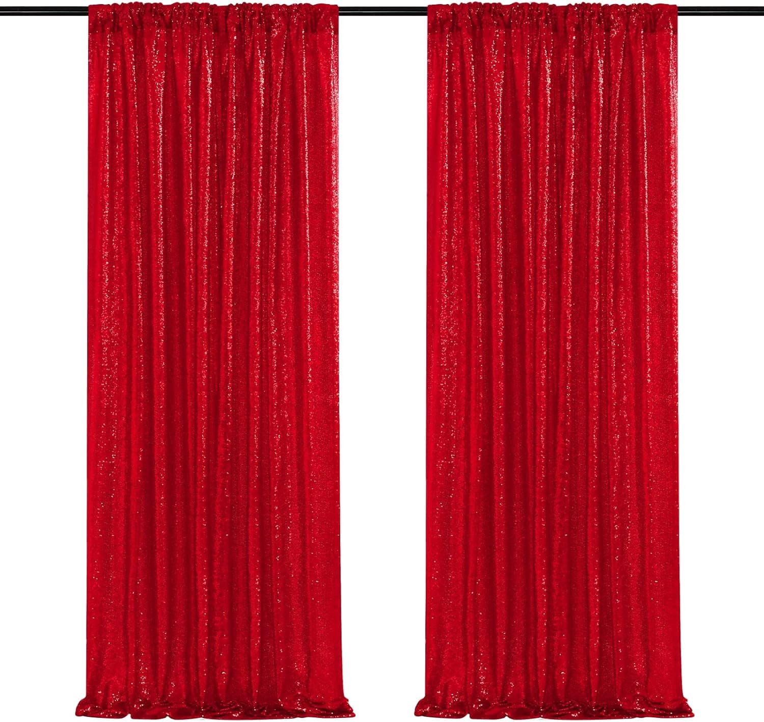 Party Backdrop Curtains 2 Panels 2ftx8ft Red Sequin Backdrop Sparkly Glitter Fabric Backdrop Birthday Wall Decoration