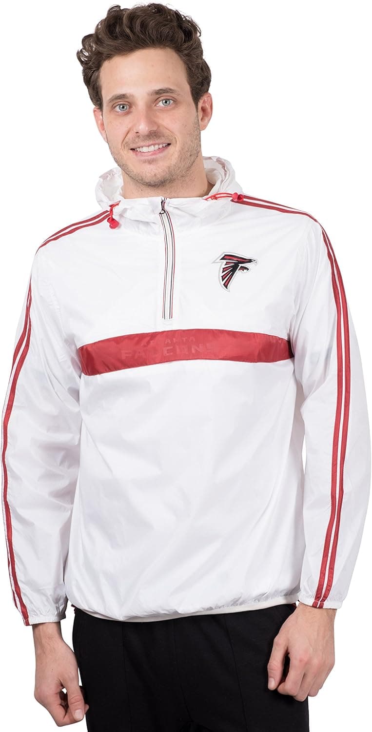 Ultra Game NFL mens Quarter Zip Pullover Hoodie Packable Windbreaker Jacket