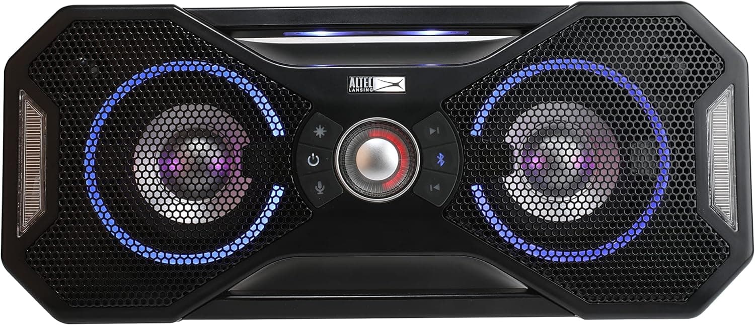 Altec Lansing Mix 2.0 - Waterproof Bluetooth Speaker with Strong Bass, Portable Speaker for Travel & Outdoor Use, 100 Foot Range & 20 Hour Playtime, Black