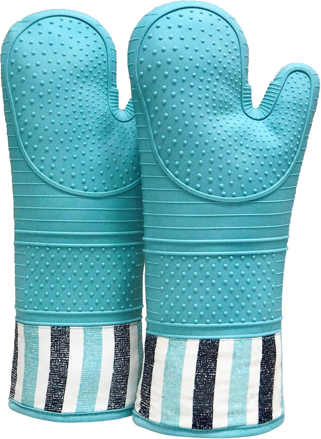 RED LMLDETA Heat Resistant 550 Degree Oven mitt, Silicone Oven Hot Mitts - 1 Pair, Extra Long Professional Baking Oven Gloves - Food Safe,Pot Holders Cooking,Grilling,Kitchen (Blue Mittens )