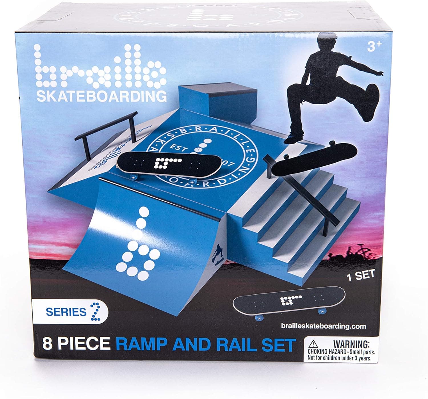 Braille Skateboarding Skate Ramp Playset - Series 2: Inspired by Skate Everything, YouTube, Skate Park, 4 Ramps, 2 Finger Boards, 8 Wheels, Tool, Stickers; Unboxing; Mystery Toy
