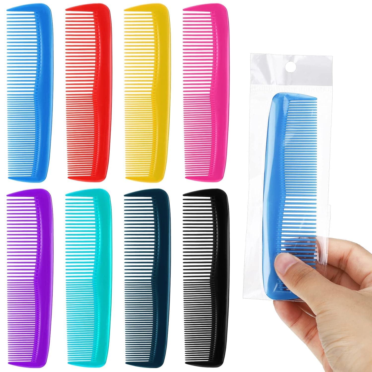 100 Packs Individually Wrapped Combs Bulk Disposable Combs for Travel Hotel Small Combs for Homeless Shelter Church Fine Cutting Christmas Hair Combs