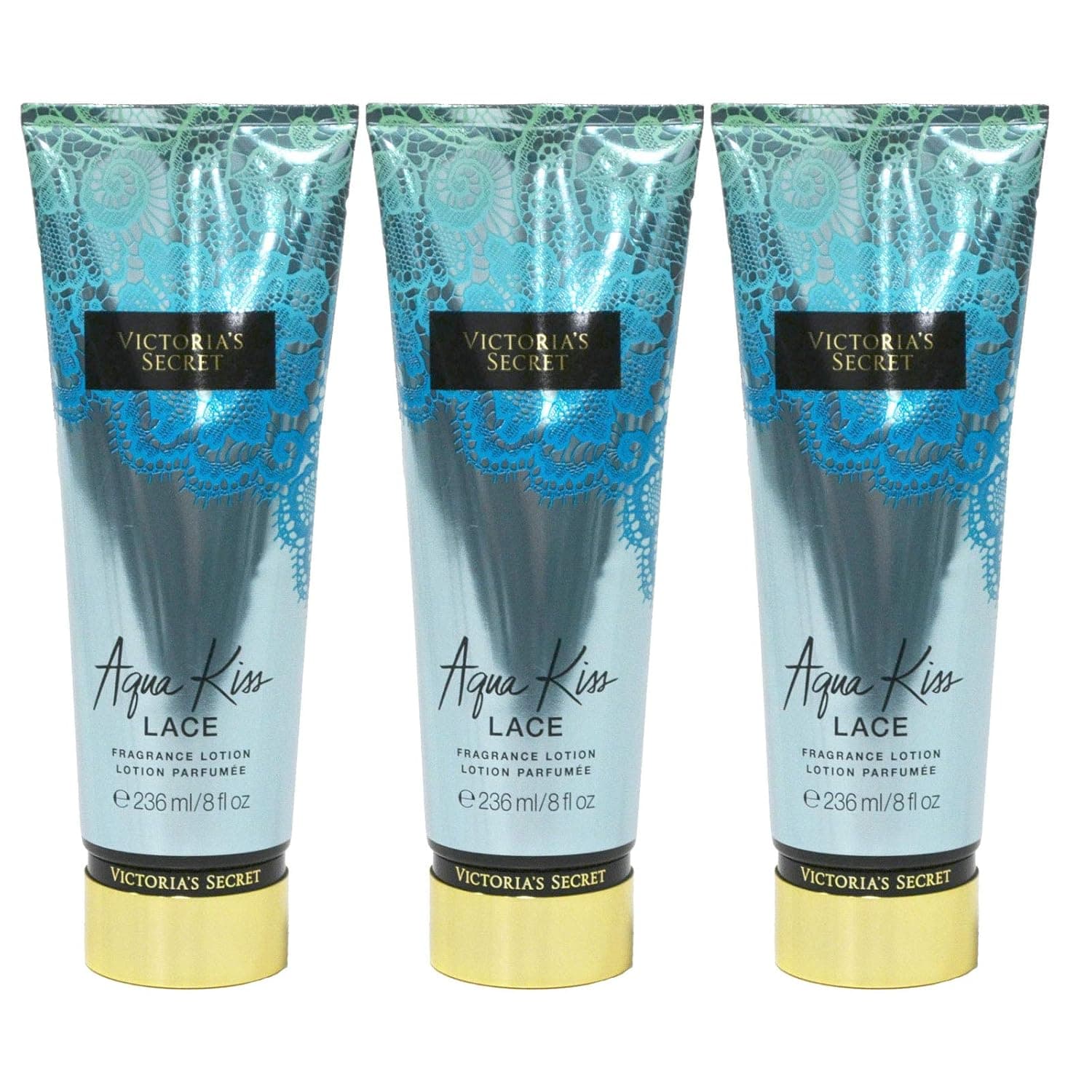 Victoria's Secret Aqua Kiss Lace Fragrance Lotion Lot Of 3