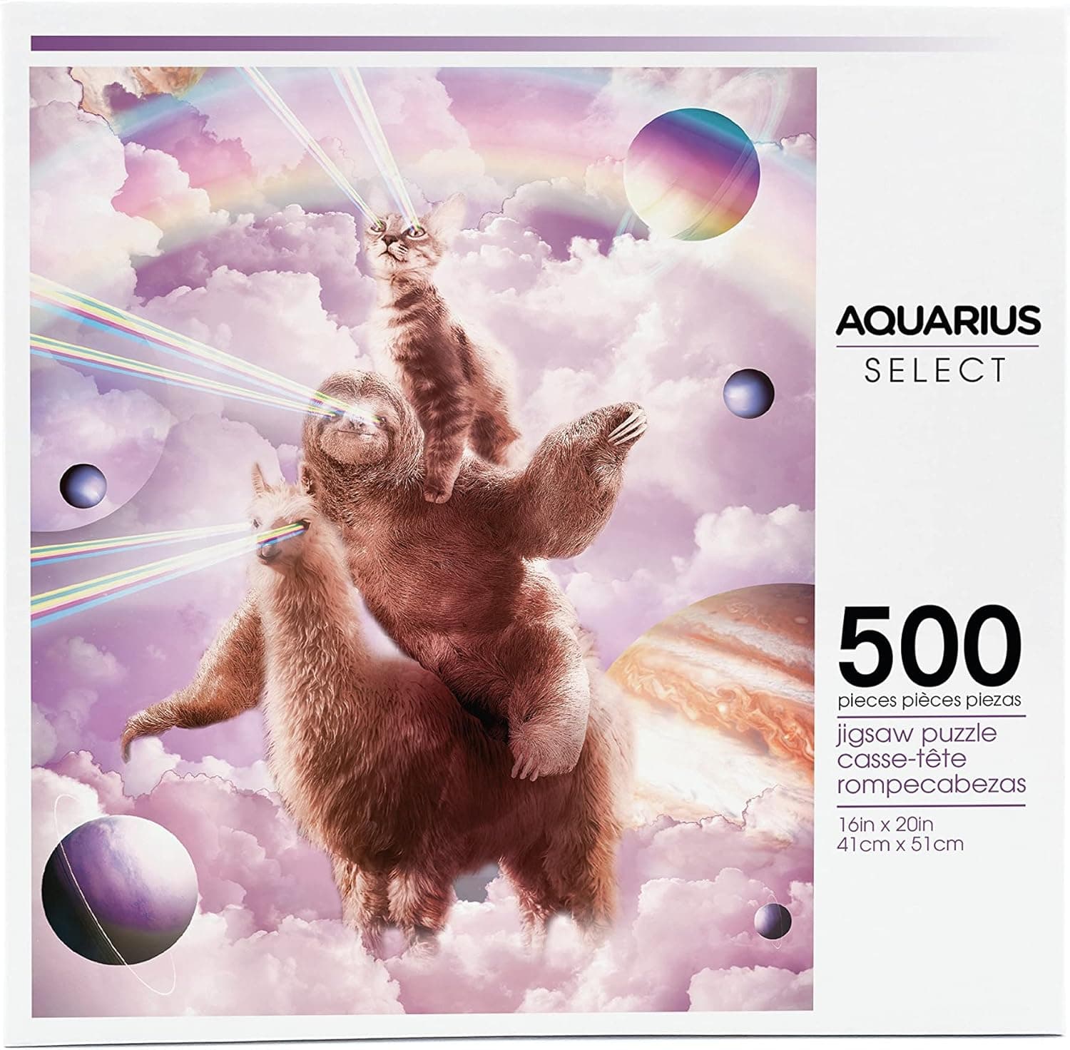 AQUARIUS Random Galaxy Laser Eyes Cat Sloth Llama Puzzle (500 Piece Jigsaw Puzzle) - Officially Licensed Random Galaxy Merchandise & Collectibles - Glare Free - Precision Fit - 16 x 20 Inches