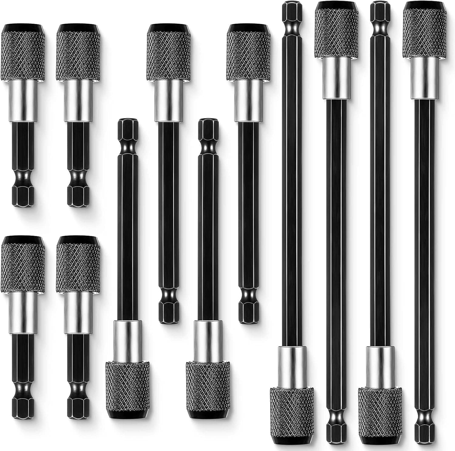 12 Pieces Drill Bit Extender Drill Bit Extension, Bit Holder For Impact Driver, Extension Bits for Drill Quick Release Extension, Socket Screwdriver Bit Holder Magnetic Extension Adapter Set