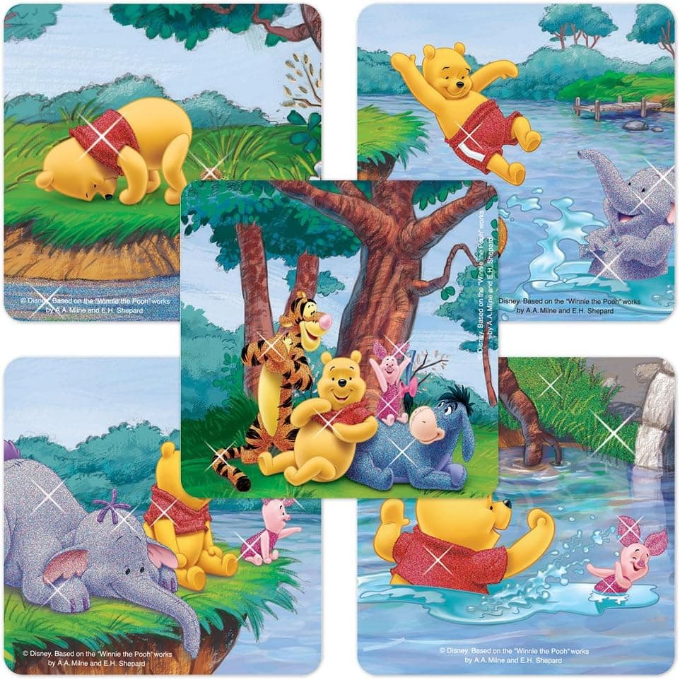 Pooh Glitter Stickers - 50 Per Pack