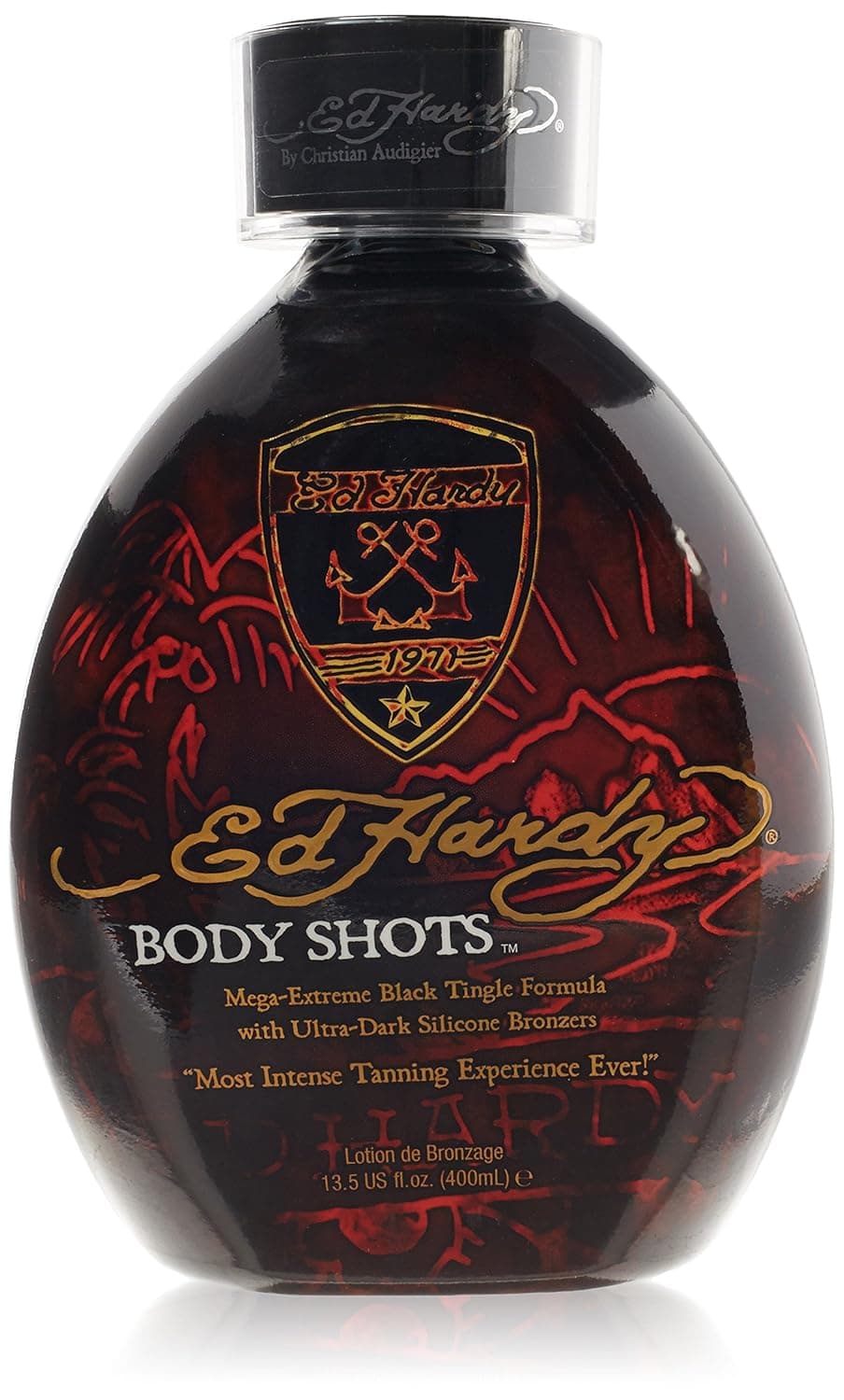Ed Hardy Body Shots Extreme Black Tingle Bronzer Tanning Lotion 13.5 oz.