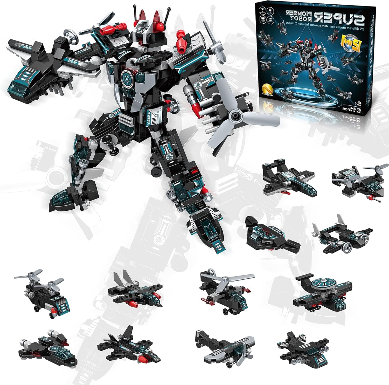 STEM Robot Toys for 6 7 8 9 10 11 12 Year Old Boys 611 Pcs 25-in-1 Building Robot Toys for Boys Creative Aircraft Blocks Model Improve Creativity and Imagination for Boys Best Gifts for Boys Age 6+