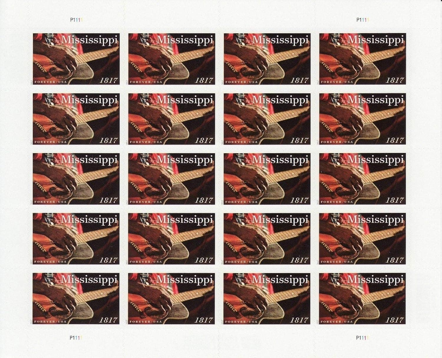 2017 Mississippi Statehood Sheet of Twenty Forever Postage Stamps Scott 5190