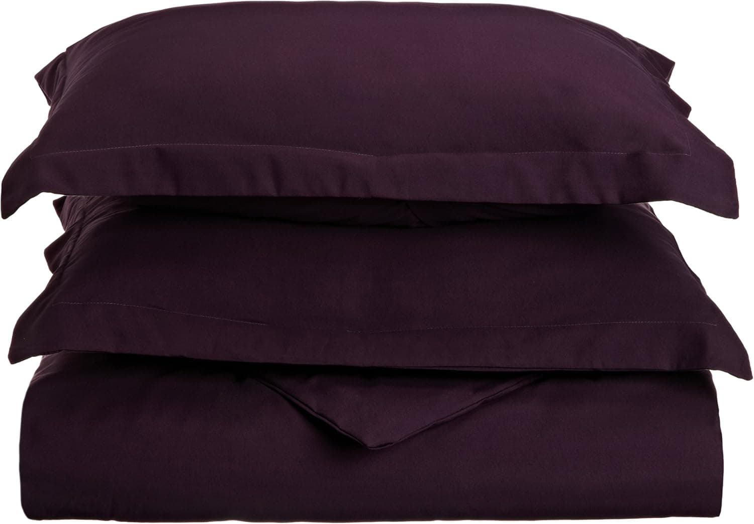 Lamma Loe Silky Soft Solid Microfiber Luxury 3-Piece Duvet Cover Set, Includes Pillow Shams-Full/Queen, Eggplant Purple