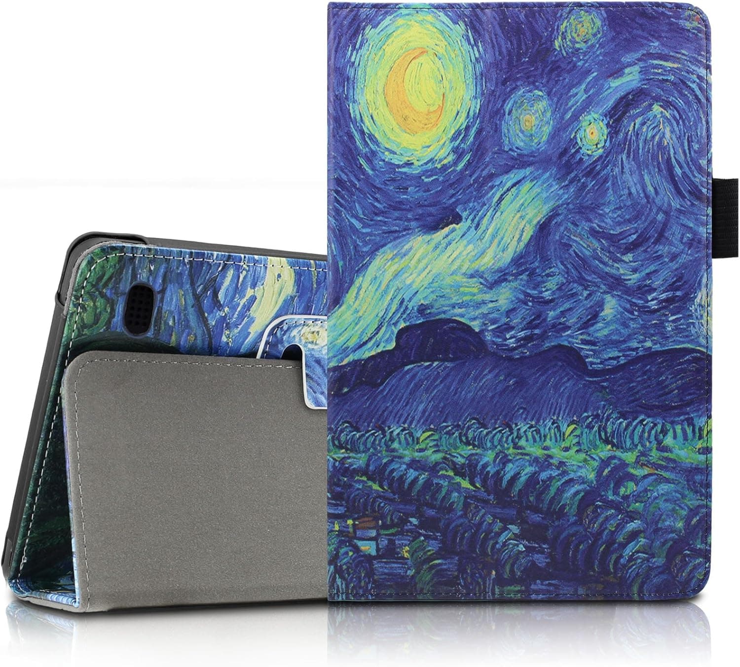 Infiland All-New Fire 7 2017 / Fire 7 2015 Case - Premium PU Leather Folio Stand Cover Case for All-New Fire 7 Tablet (7th Gen, 2017 Release) / Fire 7 (5th Gen, 2015 Release), Starry Night