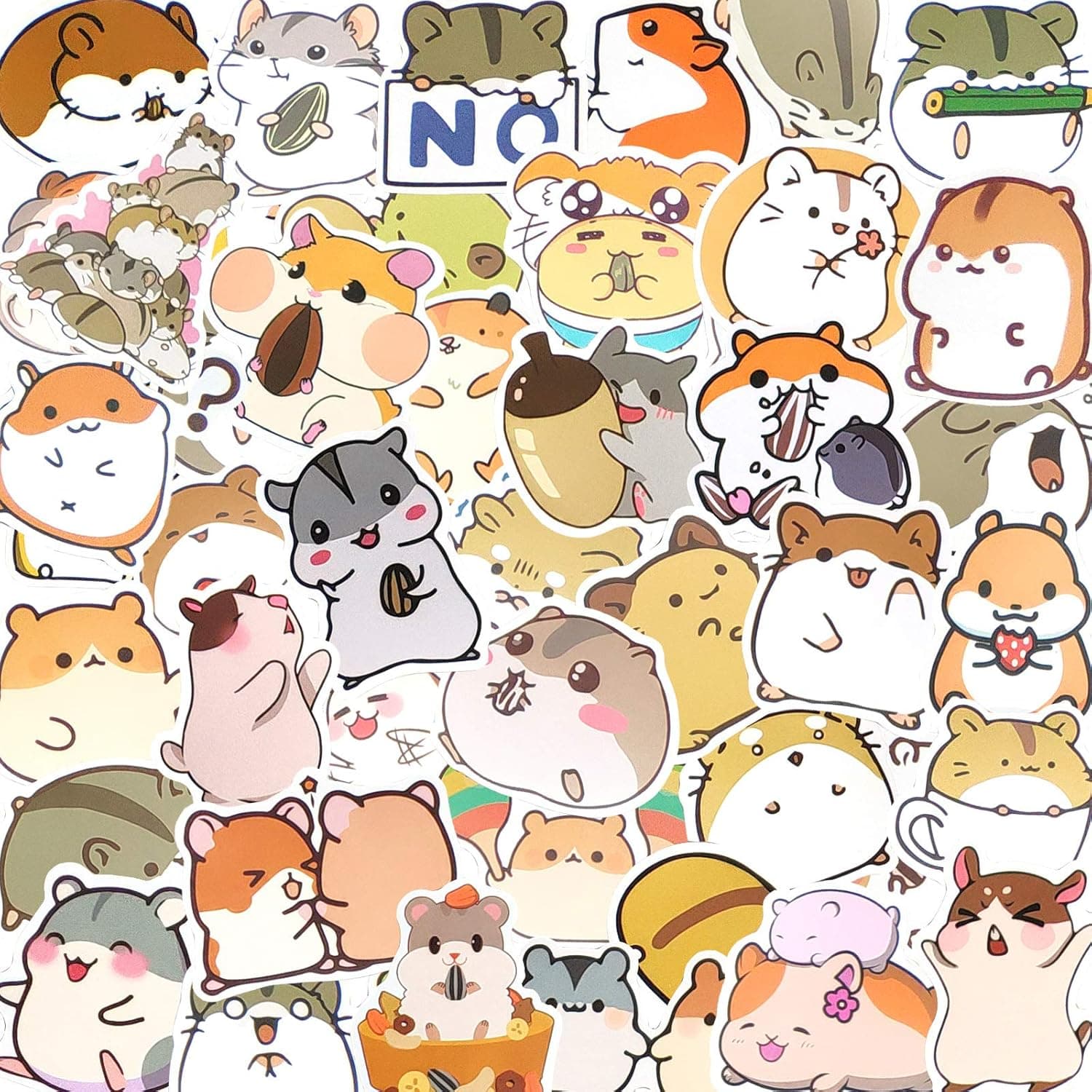 Hamster Stickers Pack 50pcs Waterproof Laptop Sticker Vinyl Decals for Kids Phone Case Water Bottle Stickers for Teens Girls Adults Cool Aesthetic Skateboard Stickers