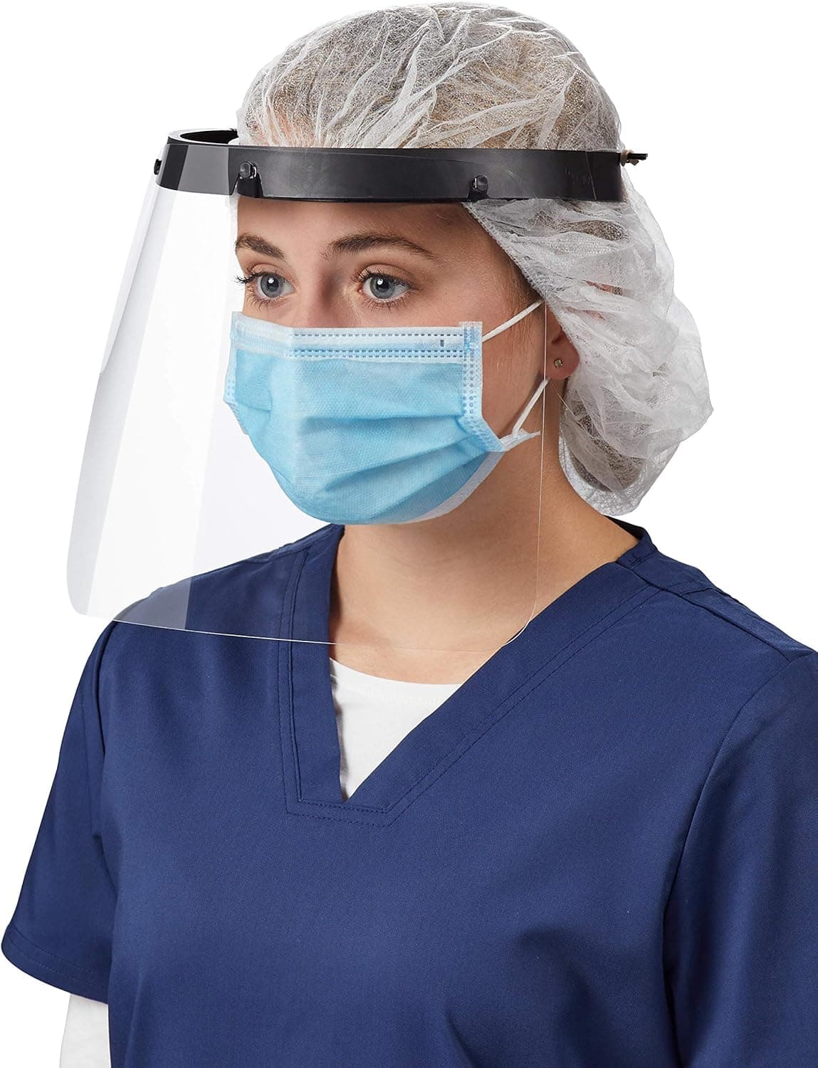 20 Pack | Clear Plastic Universal Safety Face Shield (Made in USA) Reusable Anti Fog Breathable, Lightweight Adjustable for Men Women Adults (20 Pack Black)
