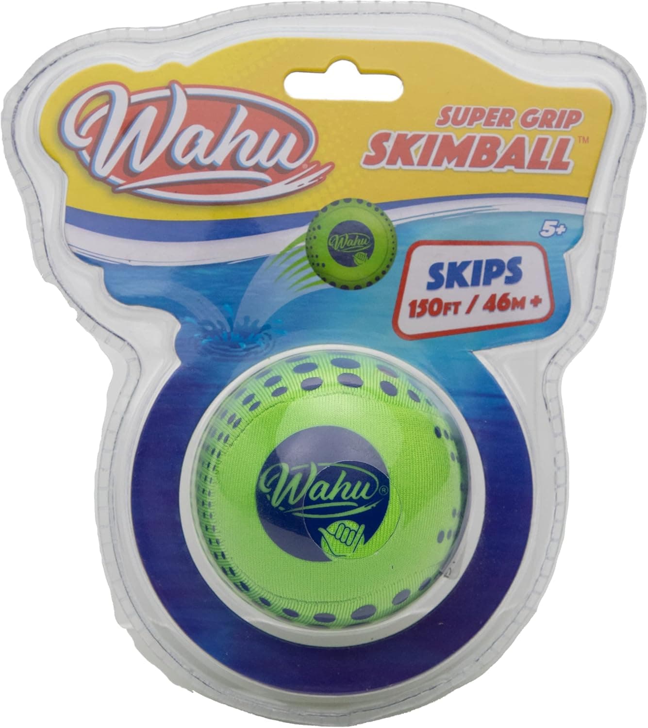 WAHU Super Grip Skimball Green - 100% Waterproof Ball Can Skip Over 150 Feet Across The Water