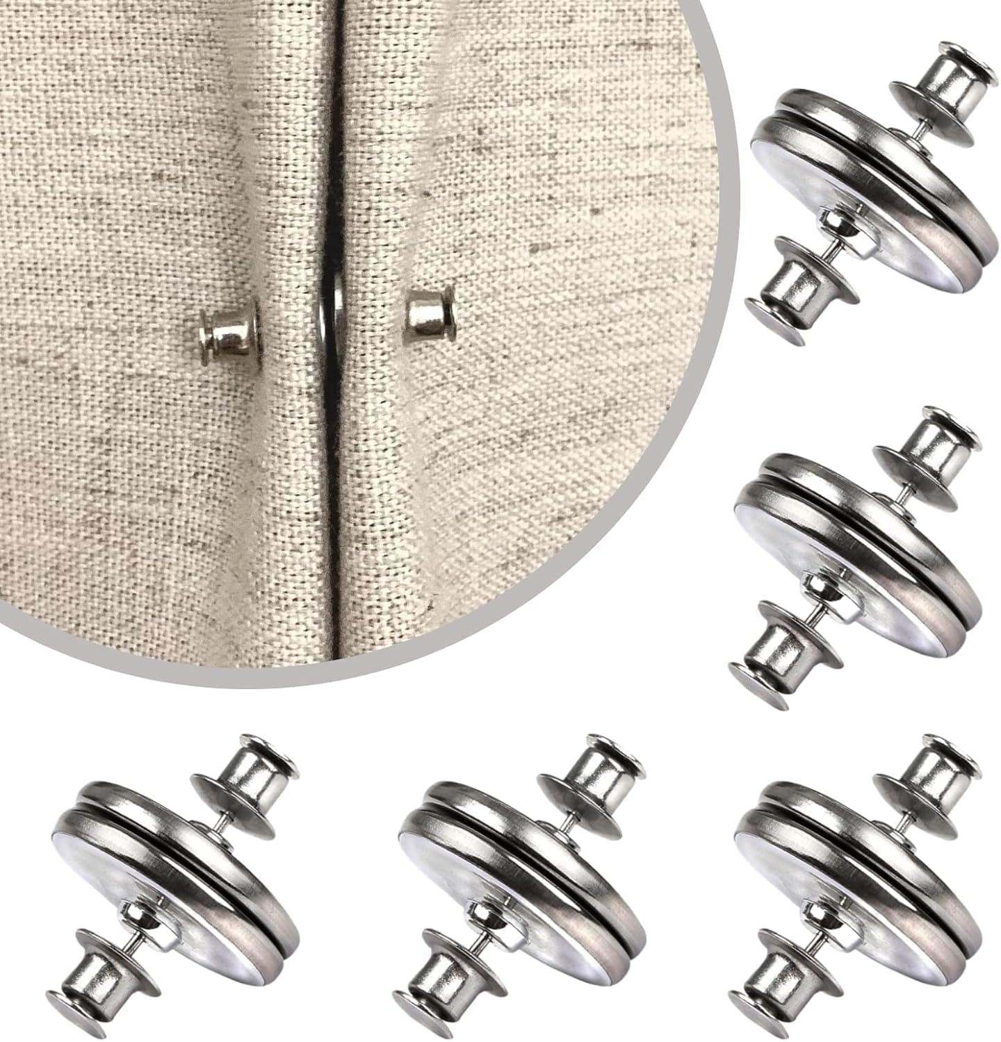 5Pairs Curtain Magnets Closure with Tack Curtain Weights Magnets Button Curtain Magnetic Holdback Button to Prevent Light from Leaking & Curtains from Being Blown Around