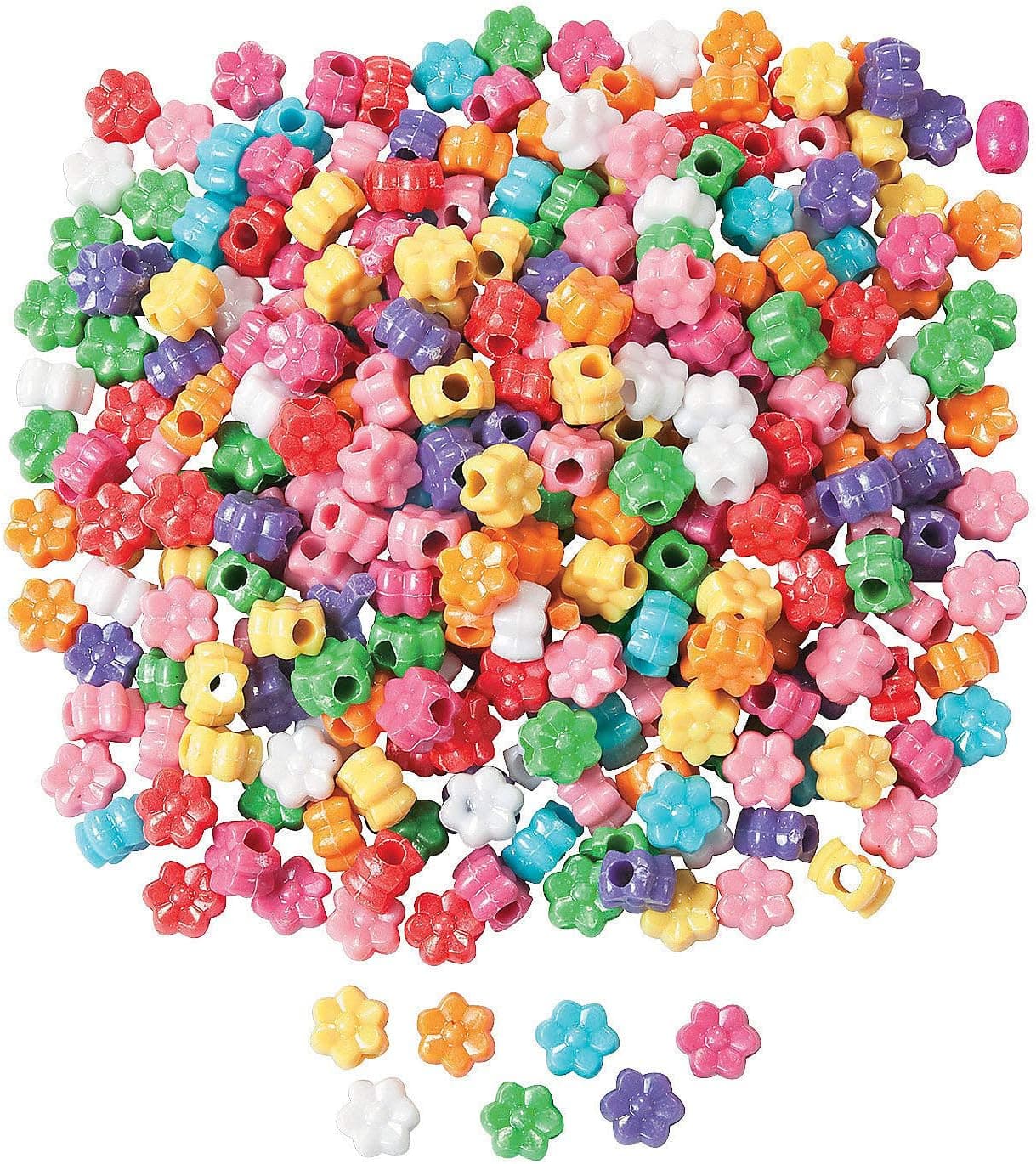 Fabulous Flower Pony Beads - Bulk Set of 600 - DIY Crafts for Kids
