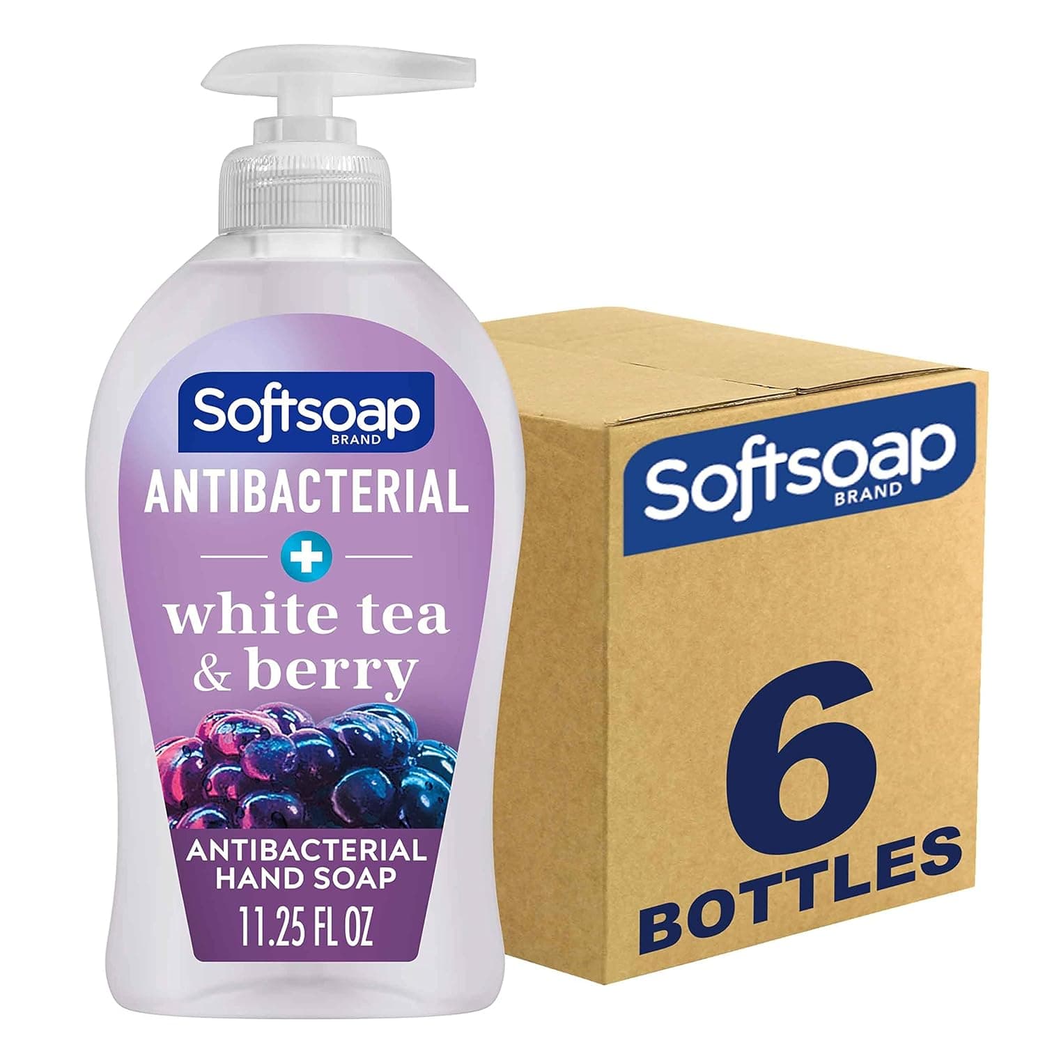 Softsoap Antibacterial Liquid Hand Soap, White Tea & Berry Scent Hand Soap, 11.25 Ounce, 6 Pack