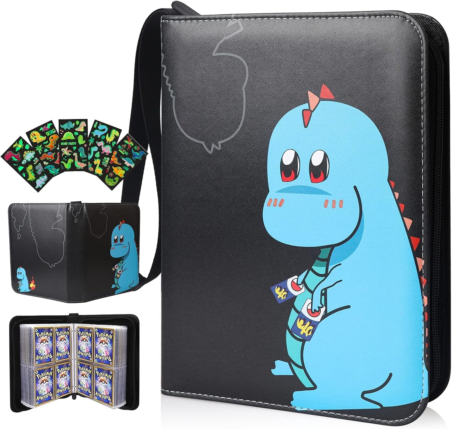 OOWOLF Trading Card Binder with 50 Sleeve, 4 Pocket Baseball Card Binder (Blue-1)