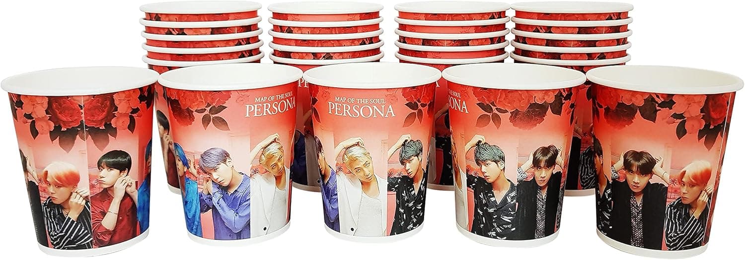 Kpop BTS Bangtan Boys Cups Party Supplies - Coated Cups for BTS Army Party Decorations, Map of the Soul : Persona (Cups 10oz 25pcs)