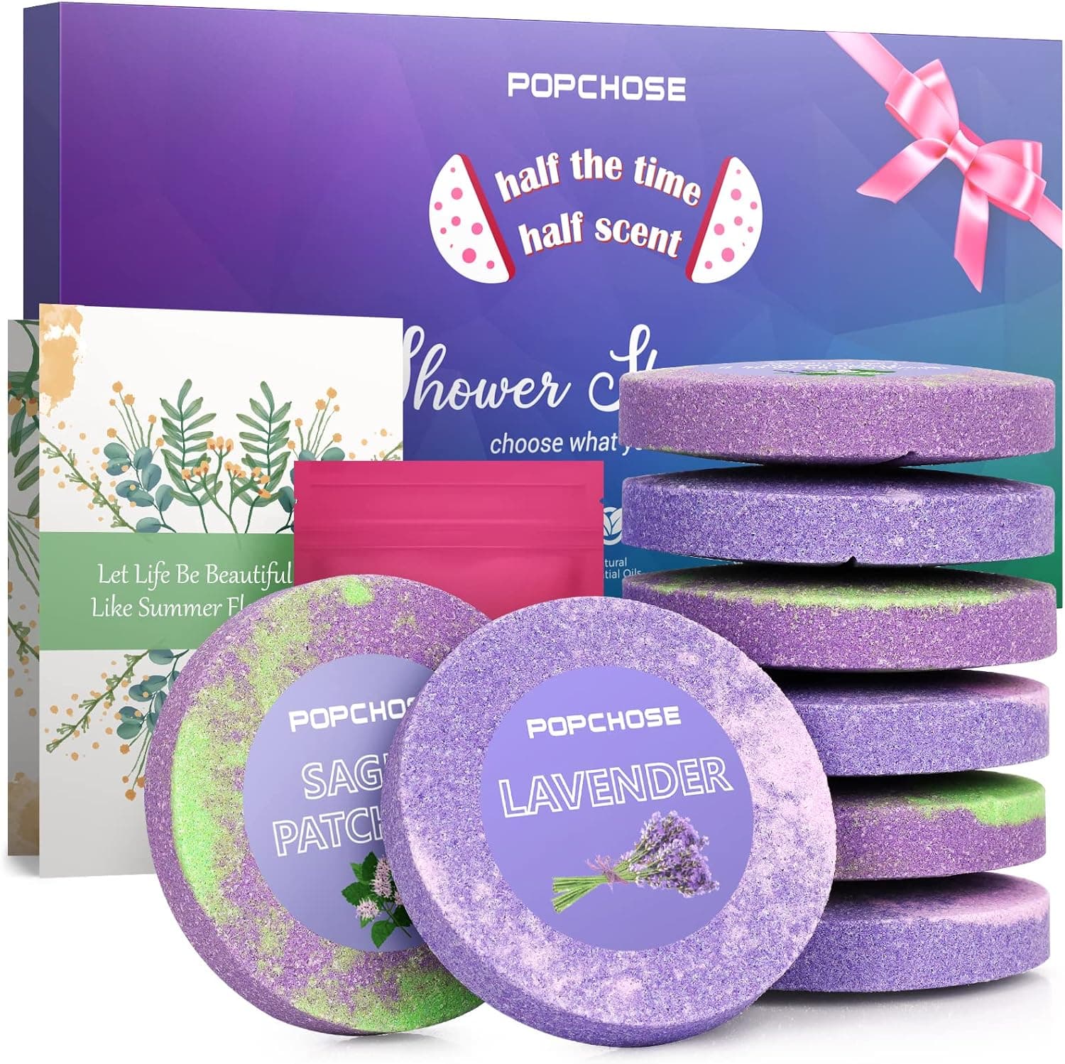 POPCHOSE Shower Steamers Aromatherapy - Bath Bomb Shower Tablets 8 Pack, Self Care & SPA Relaxation - Stocking Stuffers Christmas Gifts for Women and Mom Who Has Everything, Birthday Valentines Gift