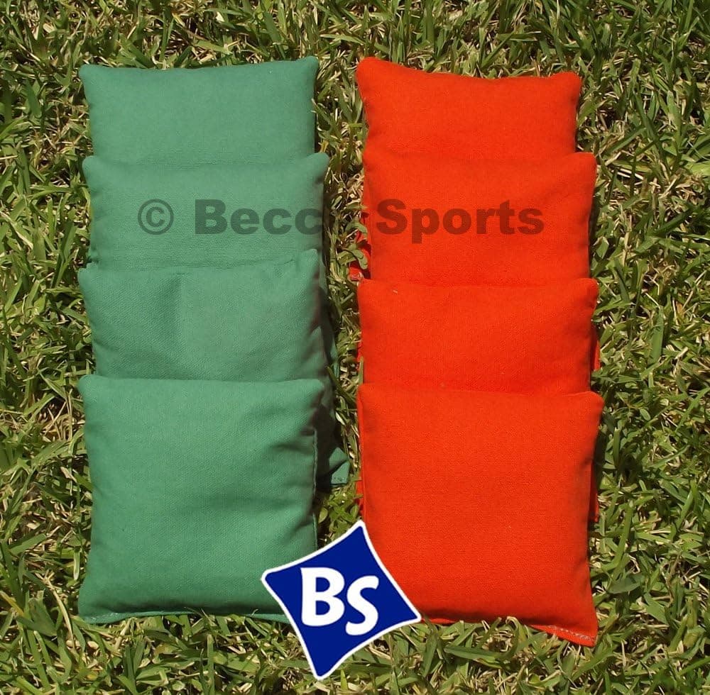Weather Resistant Cornhole Bags Set - 4 Orange & 4 Kelly Green