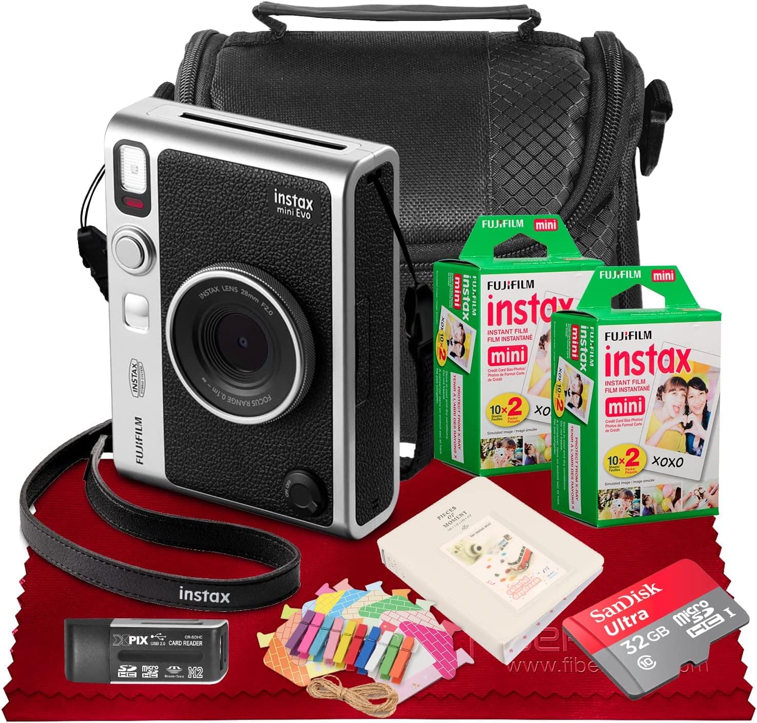 FujiFilm Instax Mini Evo Hybrid Instant Camera/Printer Innovative with Effect Options, and Remote Control from Your Smartphone Comes in a Deluxe Accessory Bundle