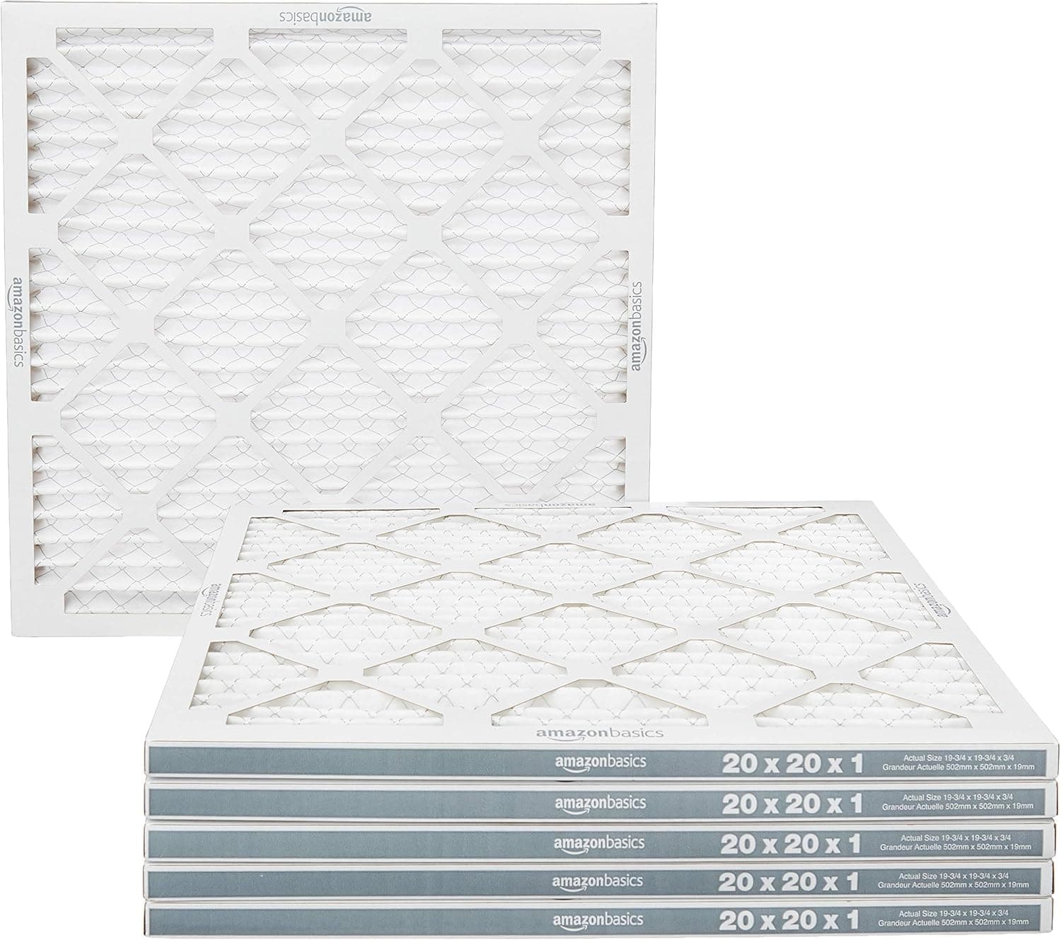 Amazon Basics Merv 11 AC Furnace Air Filter - 20'' x 20'' x 1'', 6-Pack