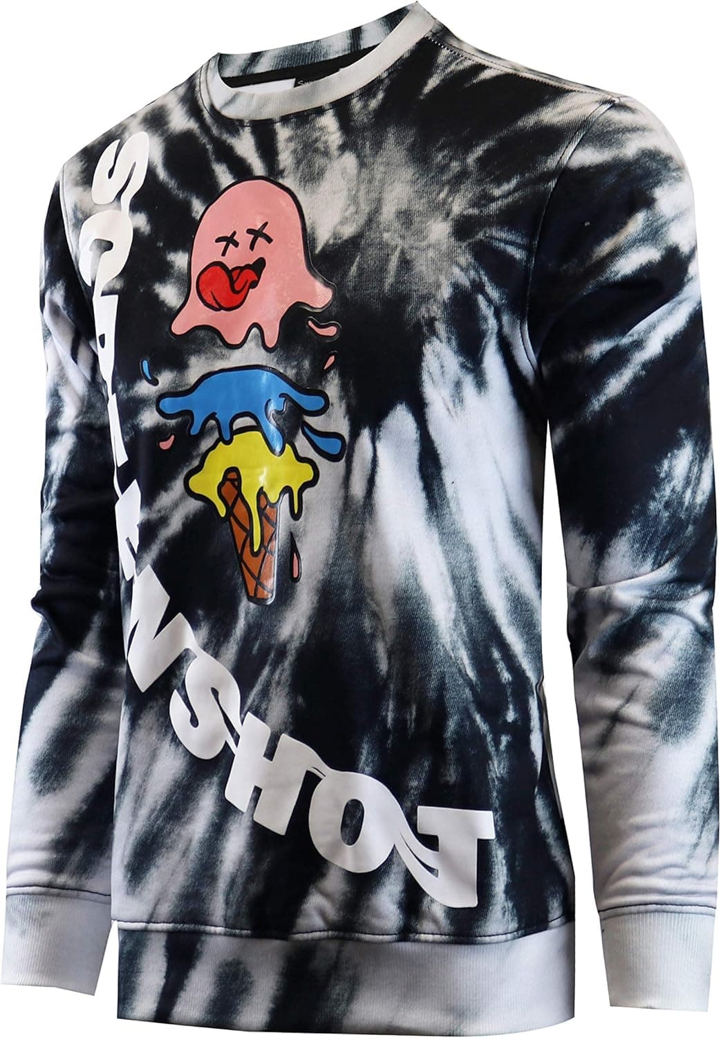 Screenshotbrand Mens Urban Hip Hop Premium Tie Dye Fleece - Pullover Active Urbanwear Street Fashion Crew Neck Sweatshirt