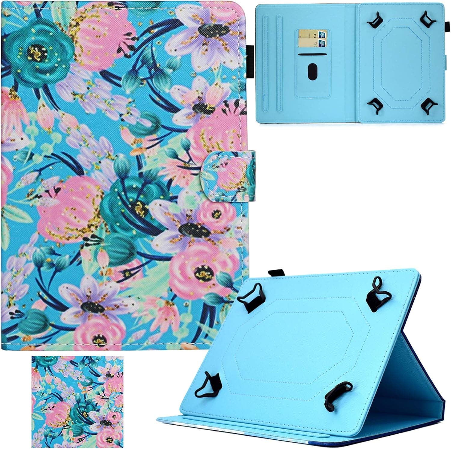 Universal Case for 7.5-8.5 inch Tablet, Artyond PU Leather Card Slot Stand Cover for iPad Mini1/2/3/4,Fire HD 8,Galaxy Tab E/Tab A 8.0 & Other 7.5-8.5 inch Andriod,iOS Tablet (Pink Floral)