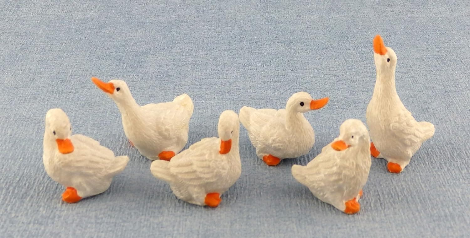 Melody Jane Dolls Houses House Miniature Farm Yard Accessory Birds Set of 6 Geese