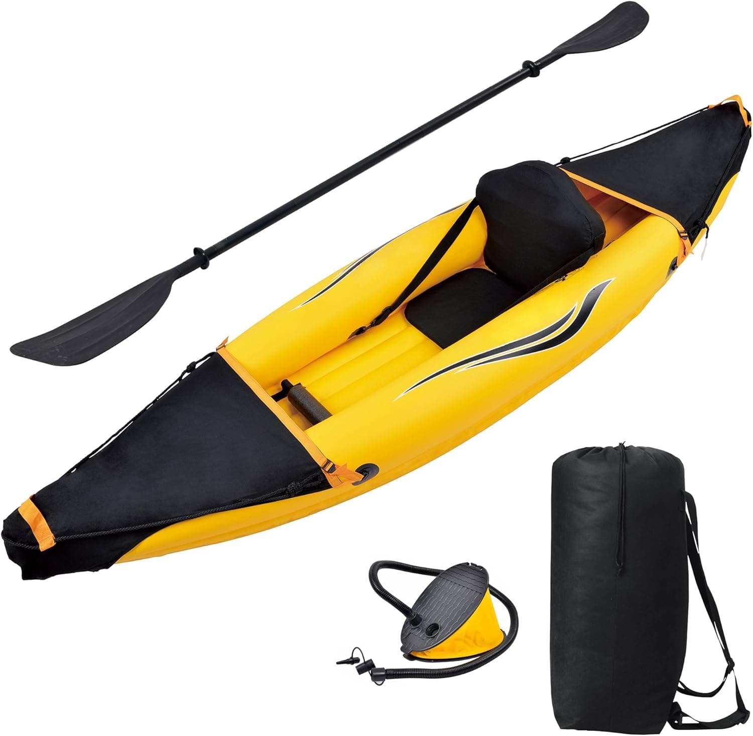 Blue Wave Sports Nomad 1 Person Inflatable Kayak, Gold/Black