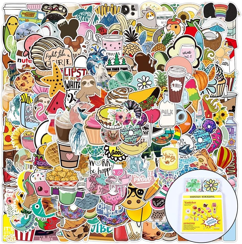 Summer Fresh Vine Water Bottles Stickers 200 Cute Food Fruit Mix Sticker for Hydroflask Laptops, DIY Art Crafts Bicycle Waterproof Sticker Cute Aesthetic for Gift Box Packaging Kids and Teens Adult…