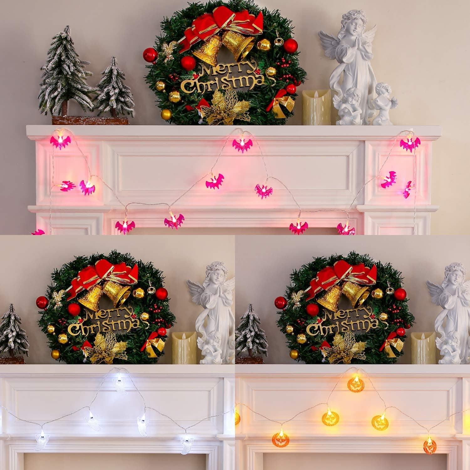 Brightdeco Thanksgiving Decoration Fall Garland Pumpkins LED String Lights Set of 3 Patio Autumn Harvest Fall Festivals Artificial Décor for Home Festival Holiday Total 90 LEDs
