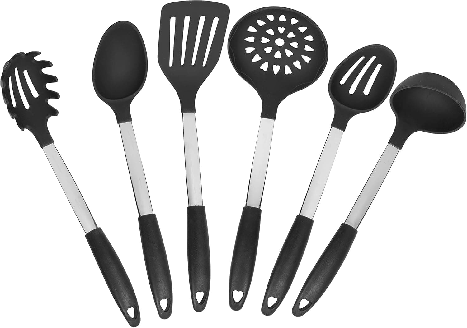 Cooking Utensils – Premium 6 Piece Silicone and Stainless Steel Kitchen Utensil Set, Ideal for Non Stick Cookware are Heat Resistant and Dishwasher Safe. Free Bonus Carousel and Spoon Rest Included.