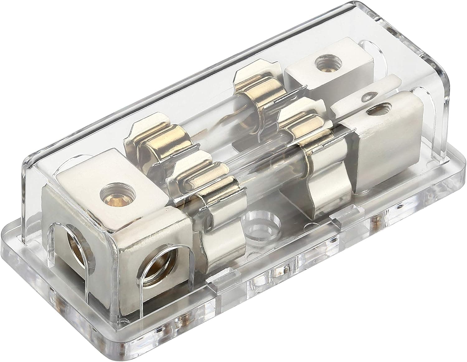 Freajoin 4/8 Gauge AWG AGU Fuse Holder Fused Distribution Block 4 Gauge in to 2 x 8 Gauge Out with 2PCS 100A Gold-Plated Fuses
