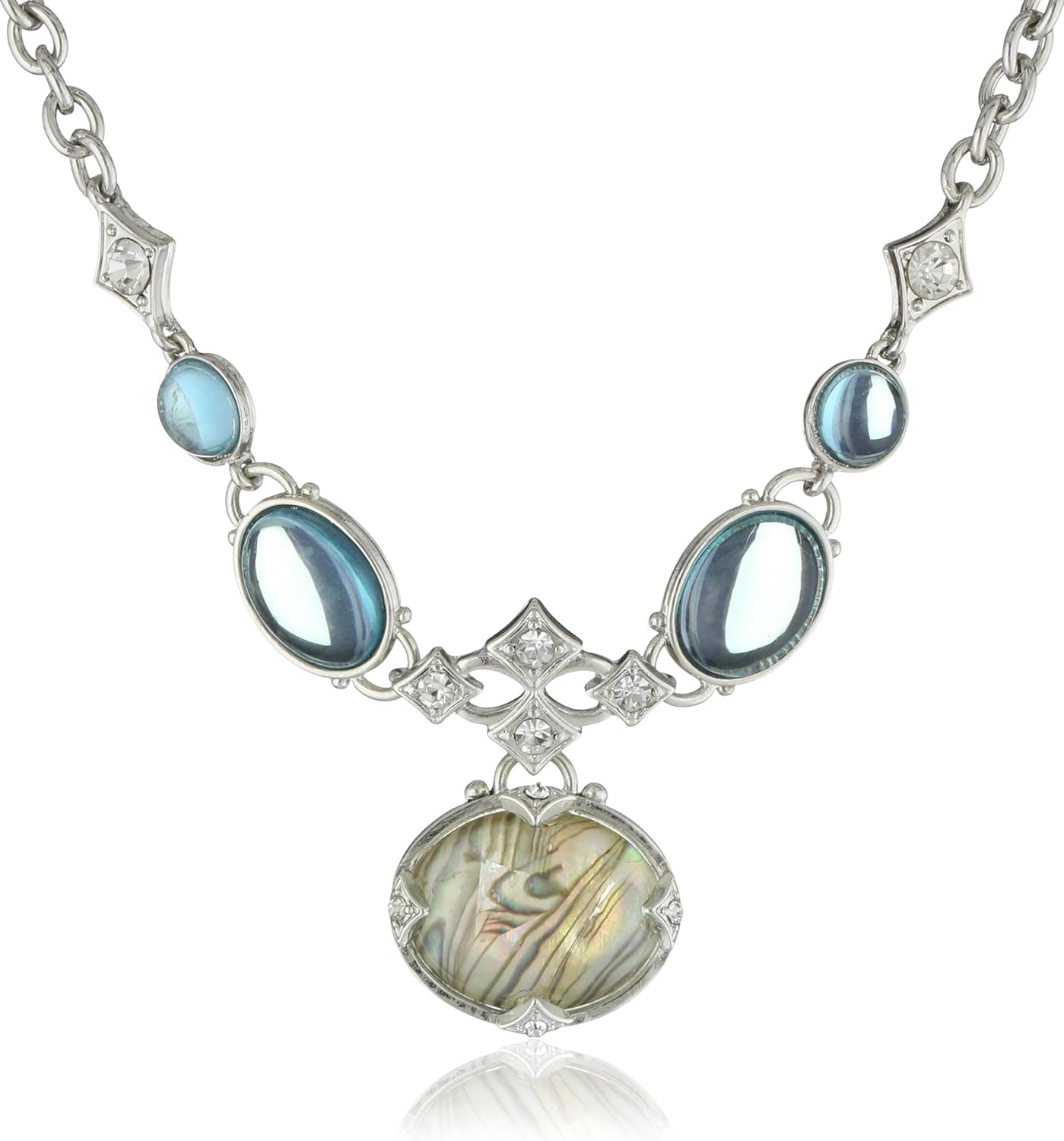 Napier "Calm Seas Silver-Tone Blue Y-Shaped Necklace