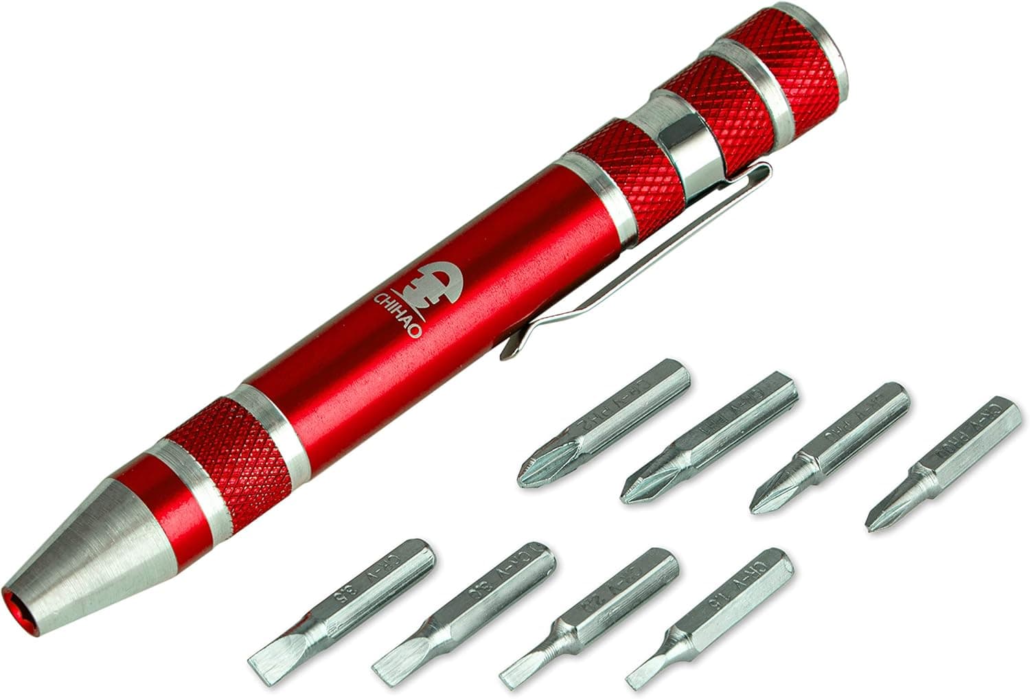 Precision Screwdriver/Pocket 8 in 1 / Pen Style Kit/Home Improvement Gadget/by Chihao (Red)