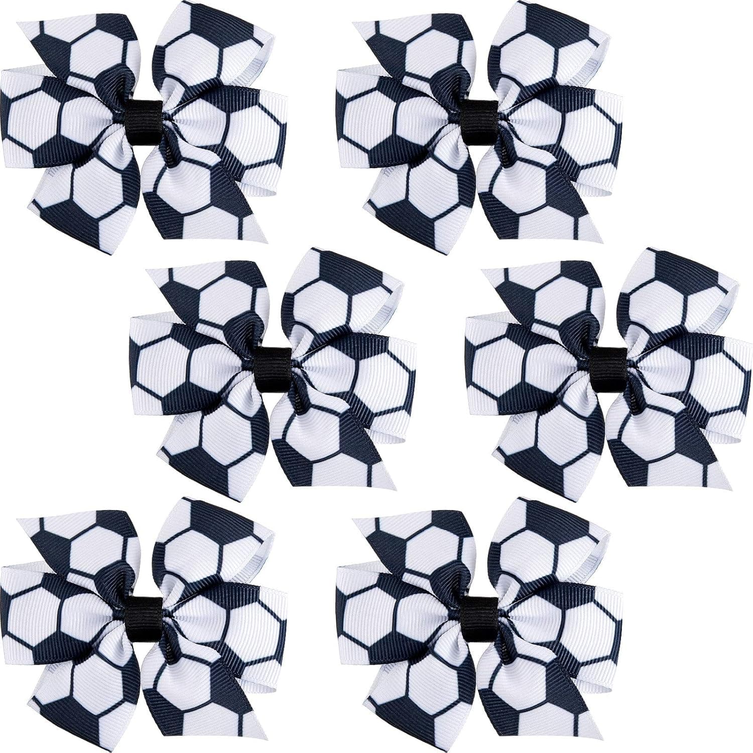 6 Pieces Soccer Hair Bows Soccer Bow Clips Sport Ball Hair Bow, 3.2 Inches