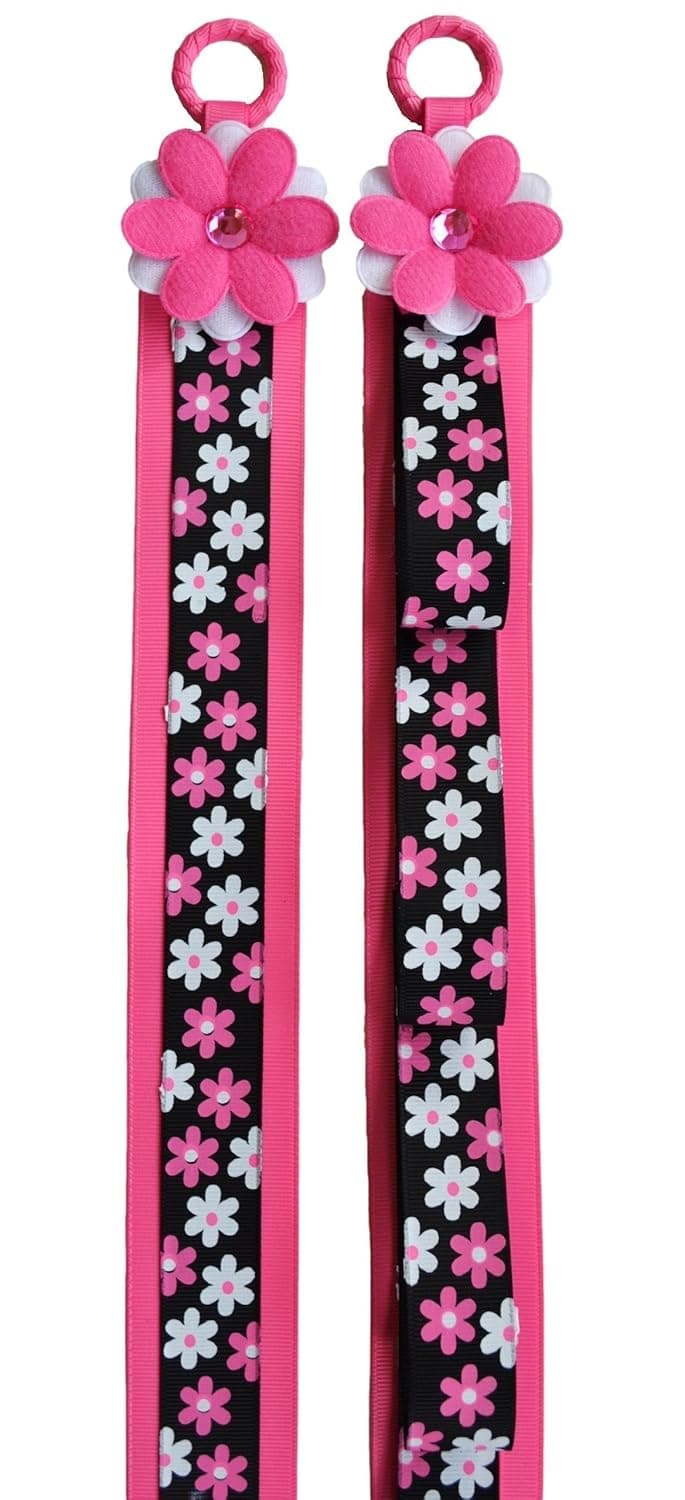 Wall Hanging Headband and Hair Bow Accessories Display MATCHING SET By Funny Girl Designs (Black Flowers)