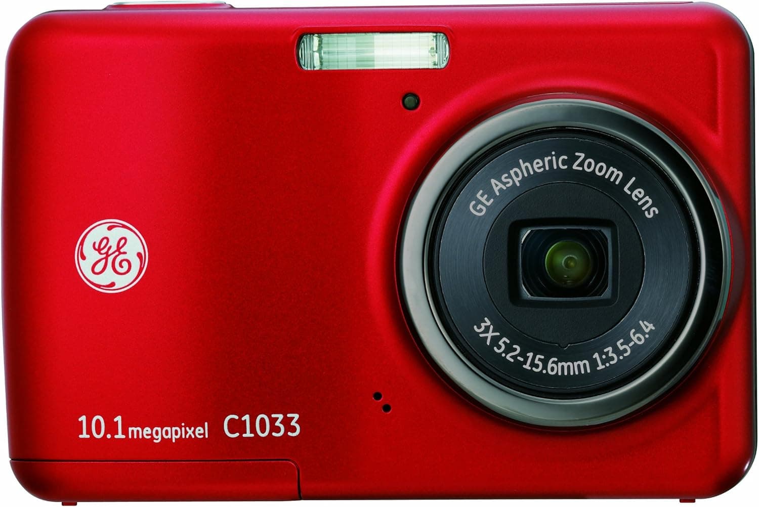 GE C1033 10MP Digital Camera with 3X Optical Zoom and 2.4 Inch LCD with Auto Brightness (Red)