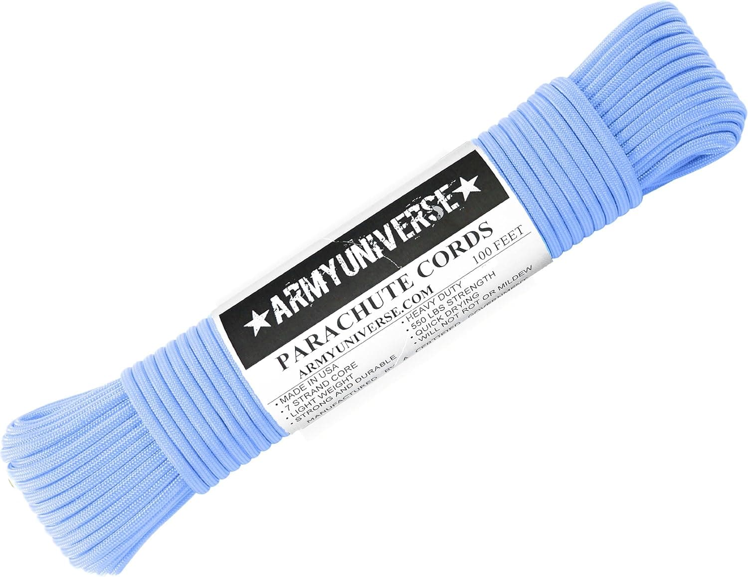 550LB Polyester USA Paracord 7 Strand Rope (100 Feet, Sky Blue)