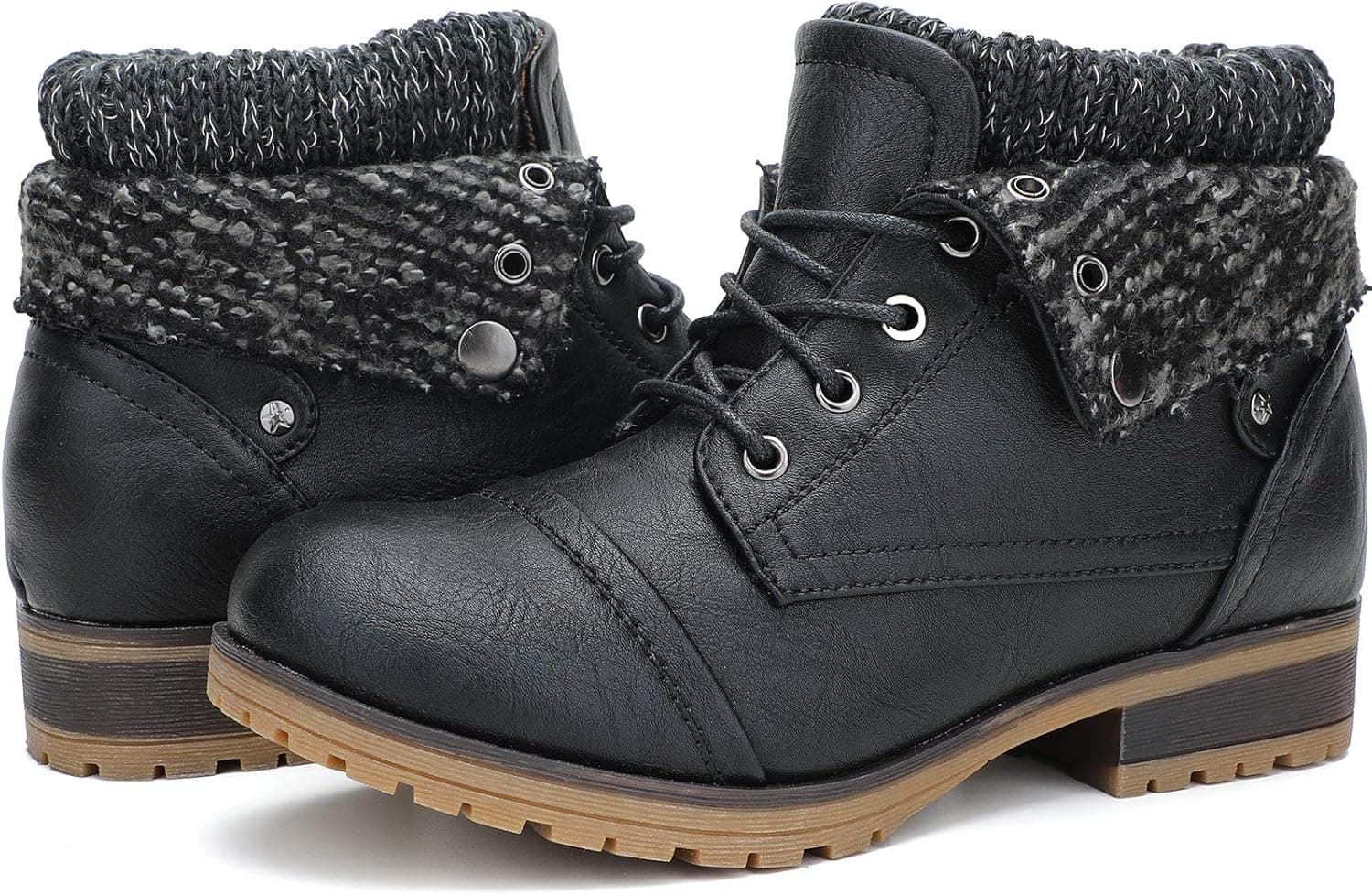 Moda Chics Women's Combat Style Lace-up Ankle Booties with Fur