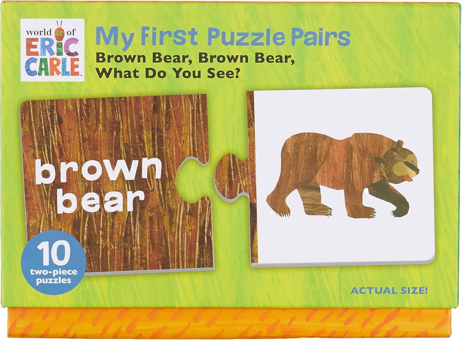 Mudpuppy The World of Eric Carle Brown Bear, Brown Bear What Do You See? My First Puzzle Pairs – Great for Kids Age 2+ - 10 Sturdy 2-Piece Puzzles – Teaches Problem-Solving, Colors, Fine Motor Skills