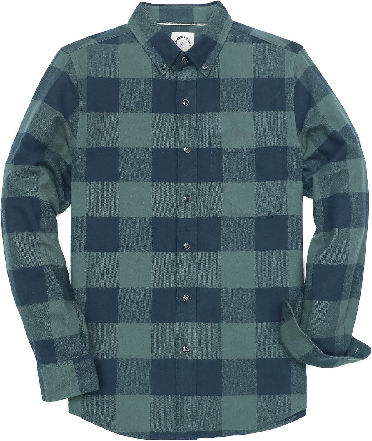 Dubinik® Mens Flannel Shirts Long Sleeve Button Down Casual Work Plaid Shirt Men All Cotton Soft with Pocket Regular Fit
