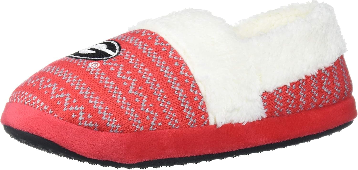 FOCO NCAA Unisex SMU Big Logo Holiday Aztec Print Knit Moccasin