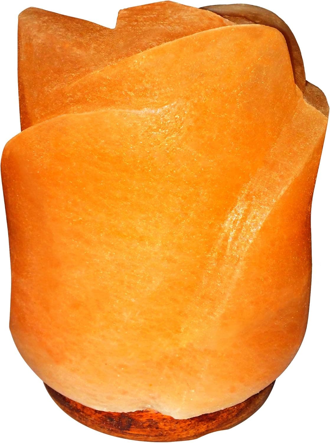 Natural Himalayan Salt Lamp on Solid Neem Wood Base | Romantic Rose Flower | Dual Voltage (AC 230V/110V), UL Listed, 6' Cord & Dimmer Switch, a Great Gift