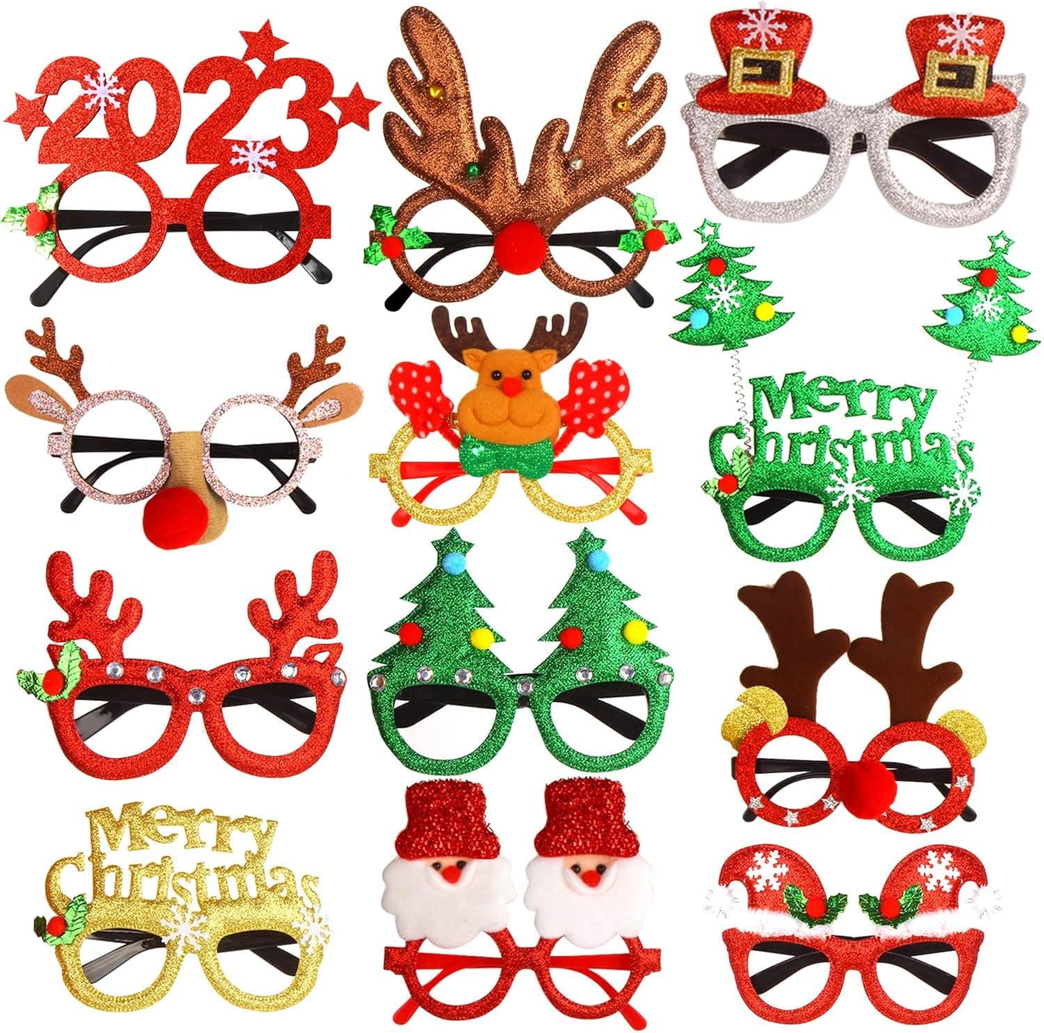 CCINEE Christmas Glasses Frames for Happy New Year Celebration, Holiday Costume Eyewear Supplies Decoration for Xmas Party