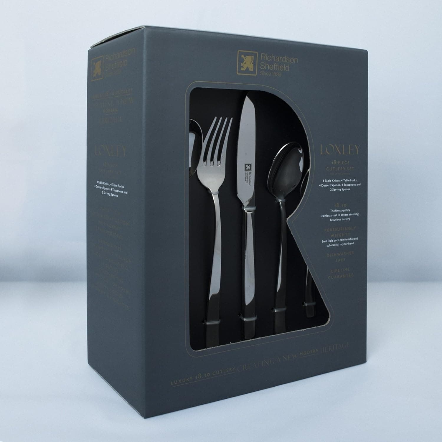 Richardson Sheffield LUXURY 18.10 Stainless Steel 18 Piece 4 Person Cutlery Set Flatware DESIGN IN UK, GUARANTEE