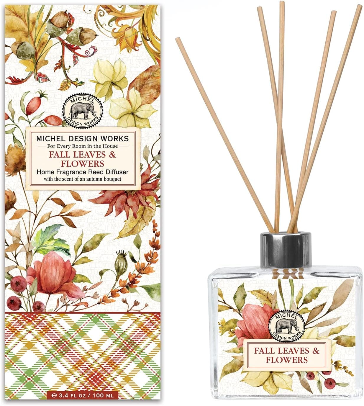 Michel Design Works Home Fragrance Reed Diffuser, Peppermint Home Fragrance Reed Diffuser, Fall Leaves & Flowers