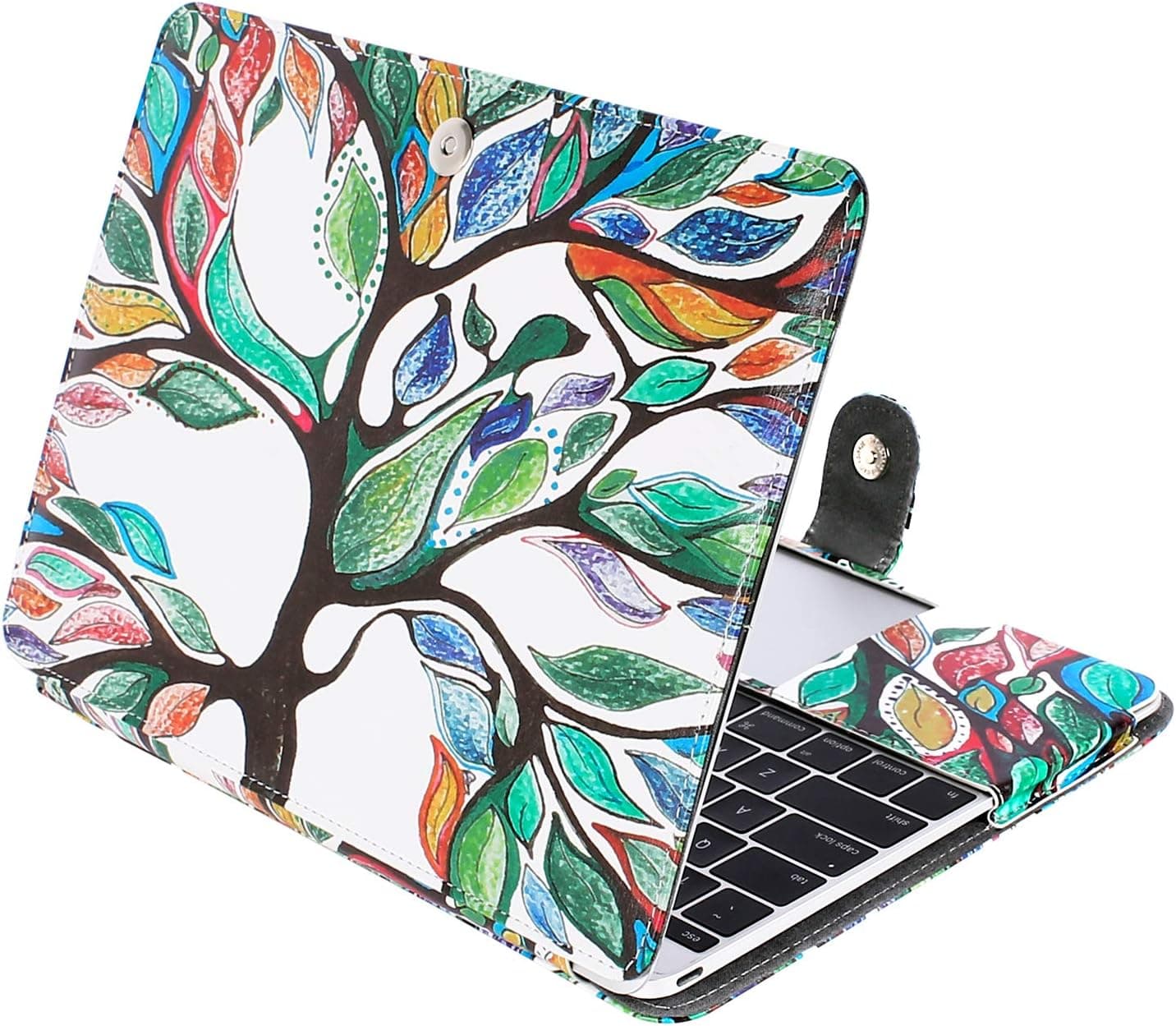 MOSISO PU Leather Case Compatible with MacBook 12 inch with Retina Display A1534 (Version 2017/2016/2015), Book Folio Protective Stand Cover Sleeve, Love Tree